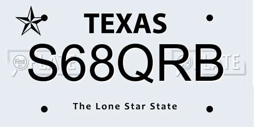 S68QRB Texas License Plate