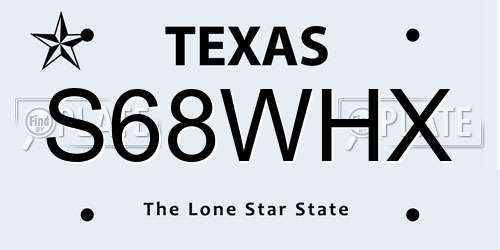 S68WHX Texas License Plate