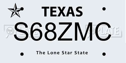 S68ZMC Texas License Plate