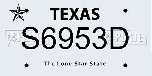 S6953D Texas License Plate