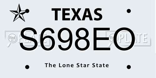 S698EO Texas License Plate