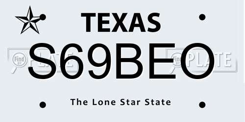 S69BEO Texas License Plate
