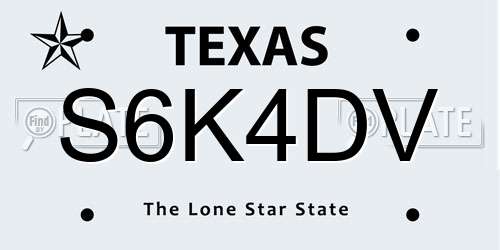 S6K4DV Texas License Plate