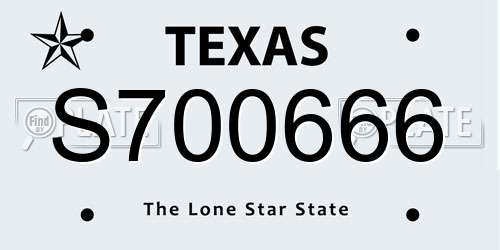 S700666 Texas License Plate