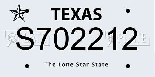 S702212 Texas License Plate
