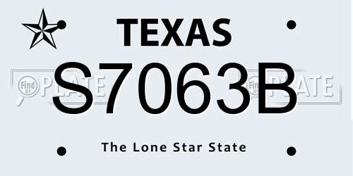 S7063B Texas License Plate