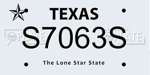S7063S Texas License Plate