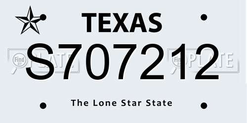 S707212 Texas License Plate