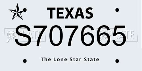S707665 Texas License Plate