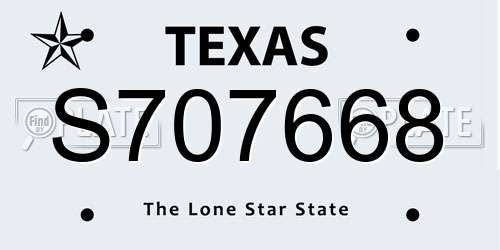 S707668 Texas License Plate