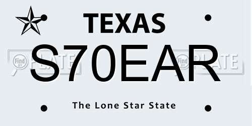 S70EAR Texas License Plate