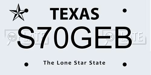 S70GEB Texas License Plate