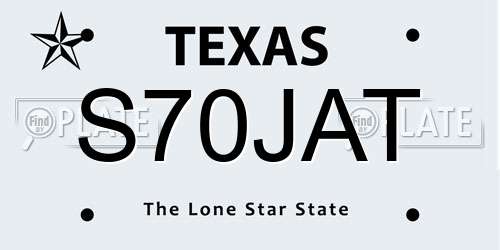 S70JAT Texas License Plate