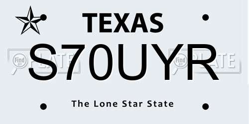 S70UYR Texas License Plate