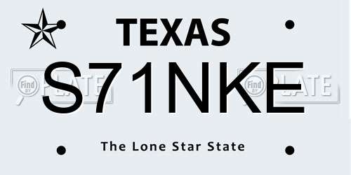 S71NKE Texas License Plate