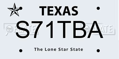 S71TBA Texas License Plate