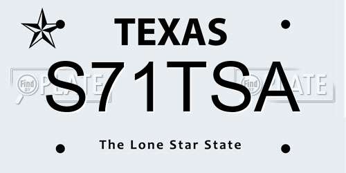 S71TSA Texas License Plate