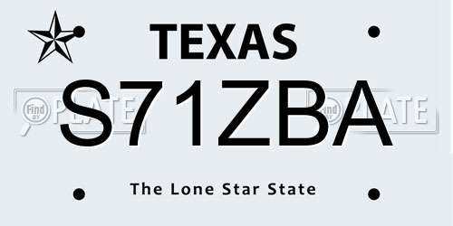 S71ZBA Texas License Plate