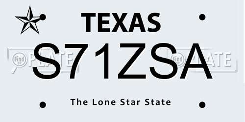 S71ZSA Texas License Plate
