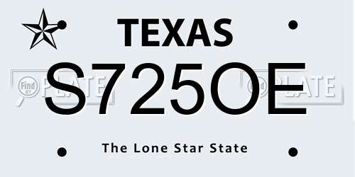 S725OE Texas License Plate