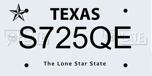 S725QE Texas License Plate