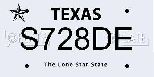 S728DE Texas License Plate