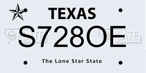 S728OE Texas License Plate