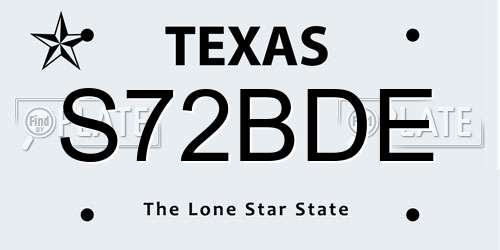 S72BDE Texas License Plate