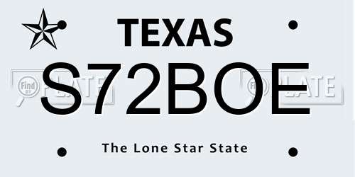 S72BOE Texas License Plate