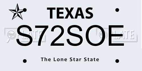 S72SOE Texas License Plate