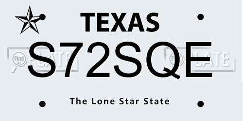 S72SQE Texas License Plate