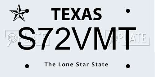 S72VMT Texas License Plate