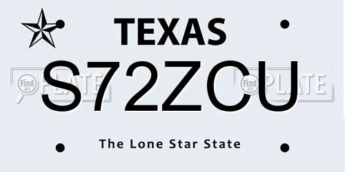 S72ZCU Texas License Plate