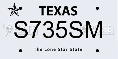 S735SM Texas License Plate
