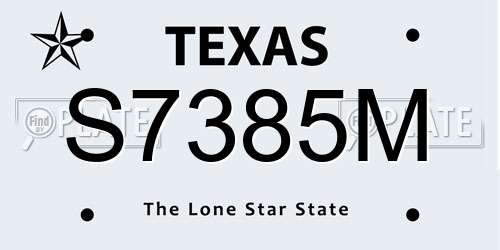 S7385M Texas License Plate