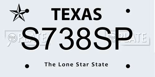 S738SP Texas License Plate