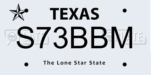 S73BBM Texas License Plate