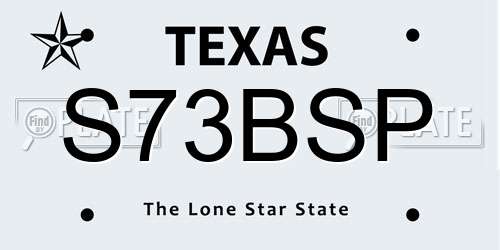 S73BSP Texas License Plate
