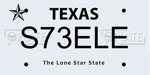S73ELE Texas License Plate