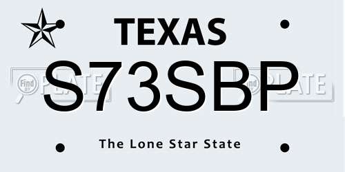 S73SBP Texas License Plate
