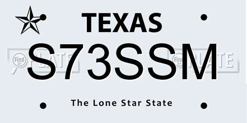 S73SSM Texas License Plate