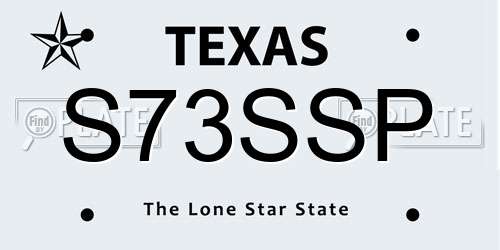 S73SSP Texas License Plate