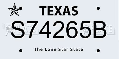 S74265B Texas License Plate