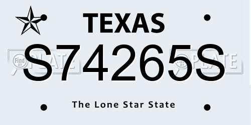 S74265S Texas License Plate