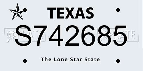 S742685 Texas License Plate