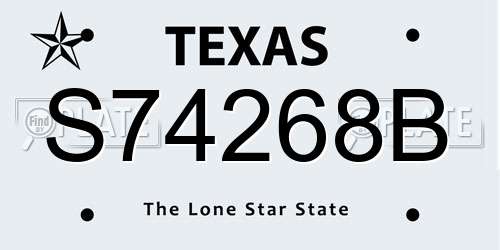 S74268B Texas License Plate