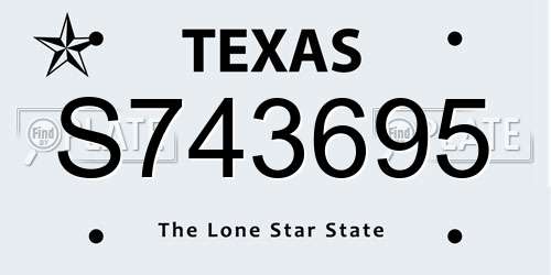 S743695 Texas License Plate