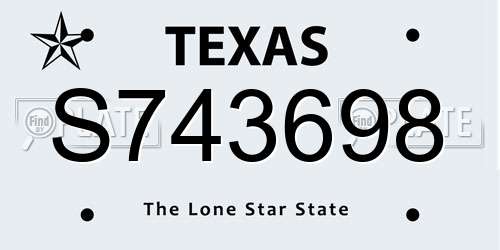 S743698 Texas License Plate