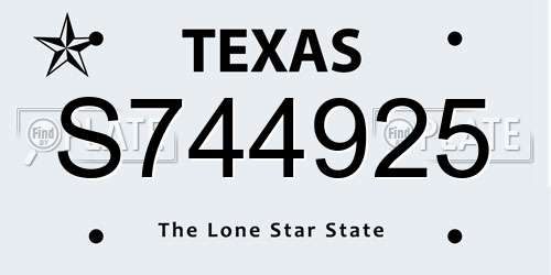 S744925 Texas License Plate