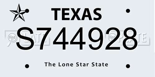 S744928 Texas License Plate